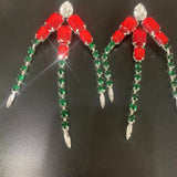 Aveuri 2023 INS Rhinestone Red Green Stone Tassel Big Drop Earrings Wedding Jewelry For Women Luxury Crystal Water Drop Dangle Earrings