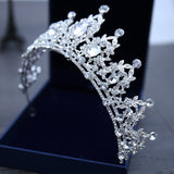 Aveuri Christmas Gift Wedding Hair Tiara Crystal Bridal Tiara Crown Silver Color Diadem Veil Tiaras Wedding Hair Accessories Headpieces Head Jewelry
