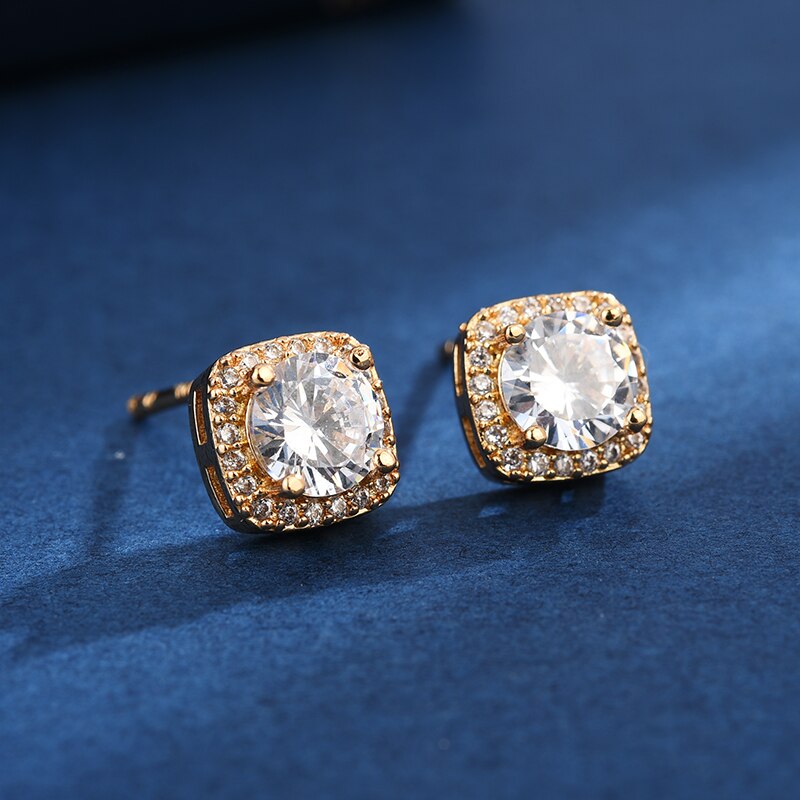 Christmas Gift Earring Luxury Female  Zircon Stone Earrings Fine Jewelry Vintage Double Stud Earrings For Women