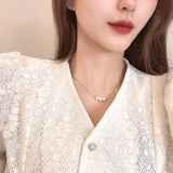 Aveuri Korean 14K Real Gold Pearl Necklace Copper Elegant Simple Design Choker For Women Girl Kolye Luxurious Jewelry Gift