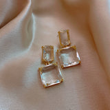 Christmas Gift 2023 new transparent glass block women's Earrings luxury Party Jewelry sexy girls unusual Christmas Earrings Fashion Accessories
