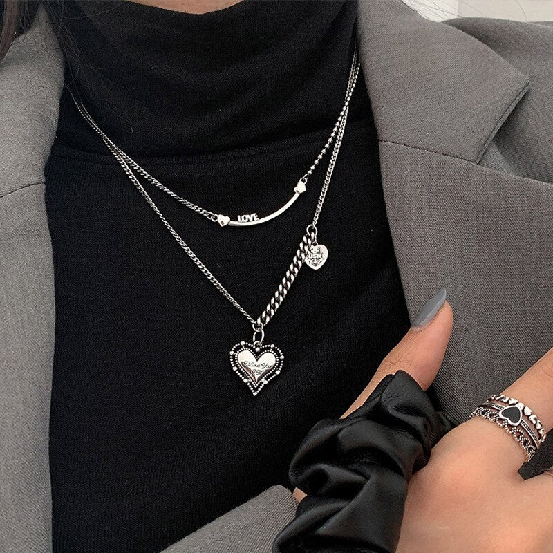 Christmas Gift Vintage Necklace For Women Girls Couples Heart Charm Elegant Party Jewelry dz599