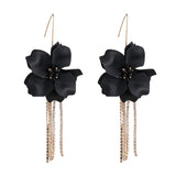AVEURI  Bohemian Resin Flower Tassel Earrings For Women Handmade Rhinestone Statement Long Drop Earrings Bijoux