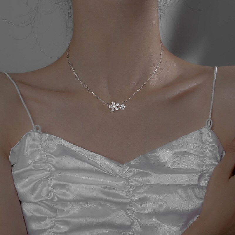 Aveuri Christmas Gift  Flower Charm Pendant Choker Necklace For Girl Women Statement Wedding Party Jewelry dz803