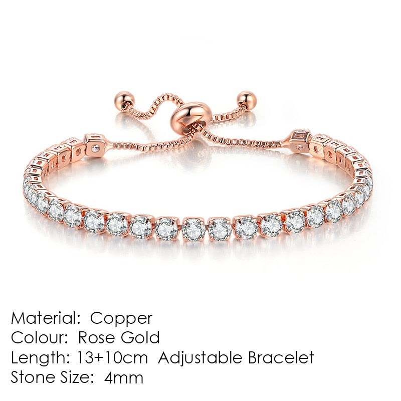 Aveuri Tennis Bracelets For Women Sparking Zircon Jewerlly Rose Gold Color Handmade Friends Gift Cute Jewelry Wholesale H017