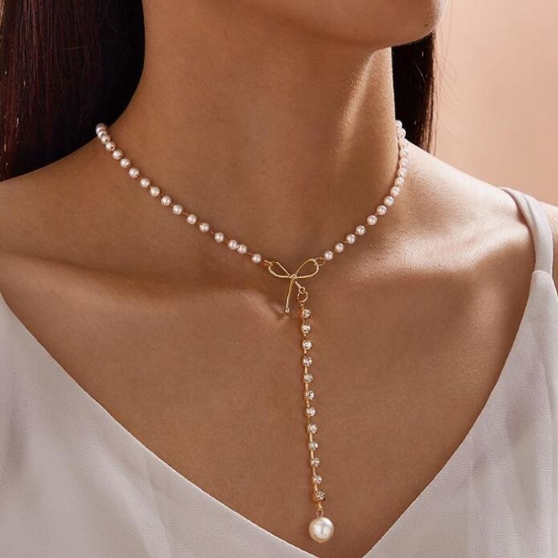 Vintage Wedding Pearl Choker Necklace For Women Geometric Gold Silver Beads Pendant Necklaces Jewelry Statement Collier 2023