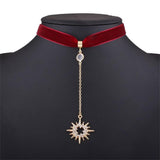 Aveuri Fashion Flannel Creative Choker Necklace Jewelry For Women Exaggerated Temperament Rhinestone Sun Moon Pendant Clavicle Chain