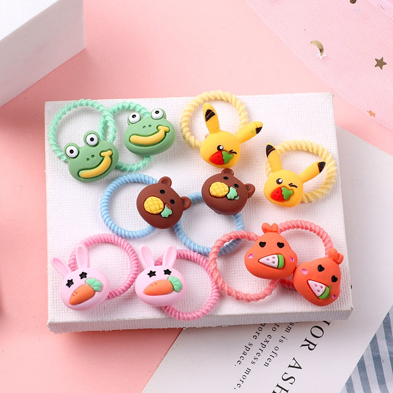 Back to school 2023 AVEURI 10PCS/Set Cute Cartoon Animals Hair Bands Girls Elastic Rubber Band Headwear Hair Accessories Kids Headband Ornaments Gift