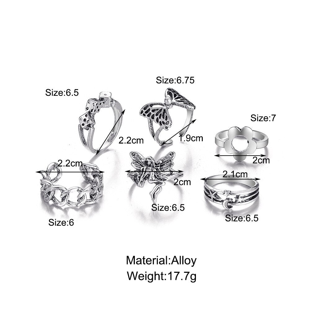 Vintage Knuckle Rings Set Finger Rings for Women Teen Girls Bohemian Butterfly Snake Heart  Ring Set AM3500