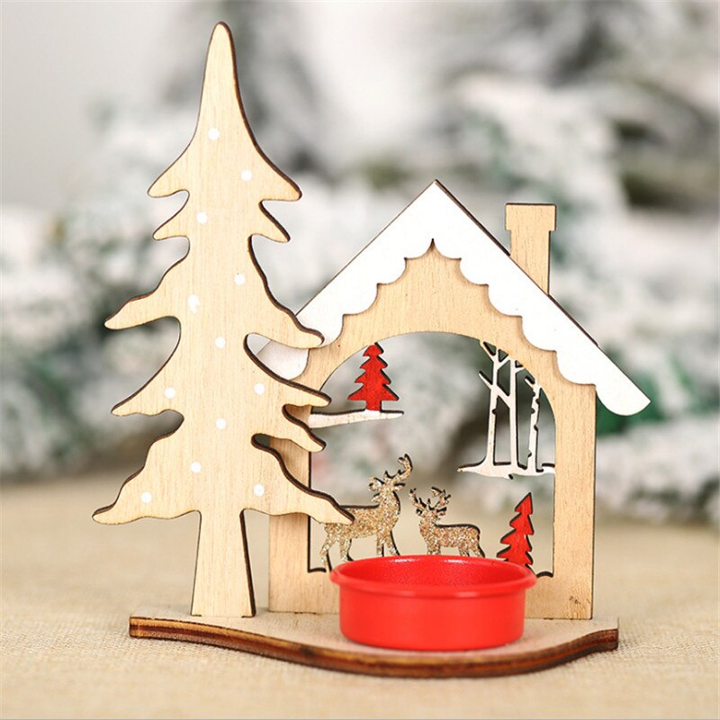 Christmas Gift Navidad 2021 Christmas Gift Merry Christmas Christmas Tree DIY Wooden Candle Holder Decoration Christmas Decorations for Home