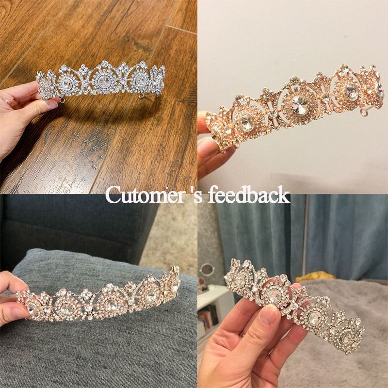 Aveuri Back to school Wedding Crown Bridal Headdress Baroque Crystal Rhinestones Headdress And Crown Bridal Party Crown Tiara Wedding Hair Accessories