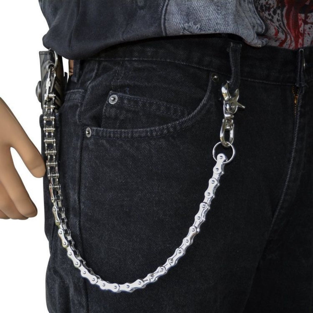 Aveuri 2022 Punk Rock Unique Metal Minimalist Bicycle Chain Keychains For Men Women Trendy Hip Hop Waist Pants Chain Jeans Skirt Jewelry New
