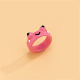 Aveuri  Cute Fashion Aesthetic Multicolor Frog Acrylic Ring For Women Girl Party Sweet Birthday Gift Mood Ring Jewelry