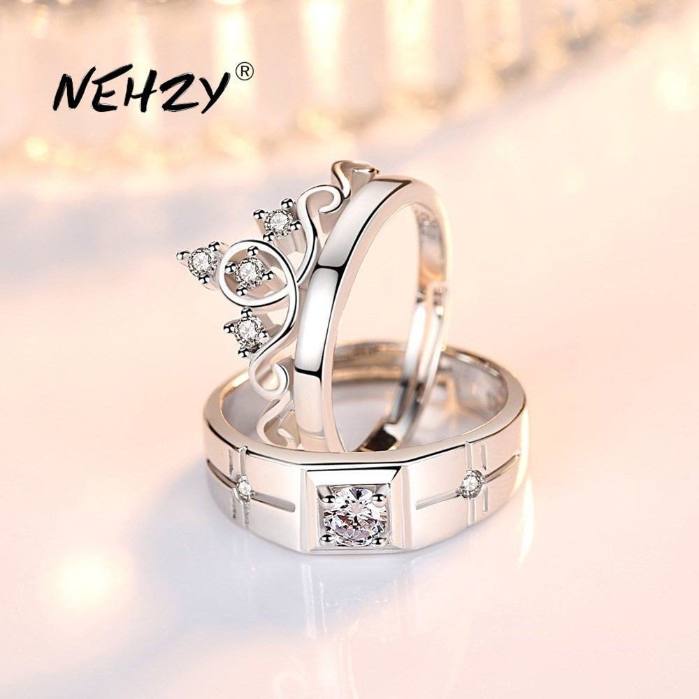 Christmas Gift alloy new jewelry fashion couple ring engagement wedding anniversary gift woman man crown open ring