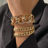 AVEURi 2023 Multilayer Hip Hop Punk Geometric Rhinestone Chain Bracelets For Women Men Vintage Snake Chain Punk Bracelet Sets Jewelry