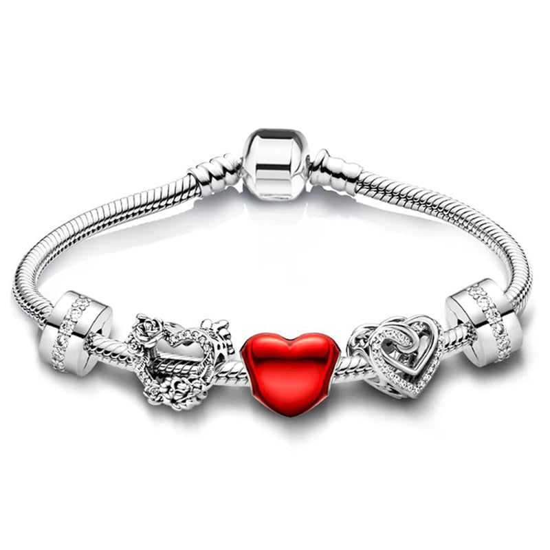 Christmas Gift Trendy Romantic 2023 Silver Color Charm Bracelet With Happy Family Strand Brand Bracelet For Women DIY Jewelry Making