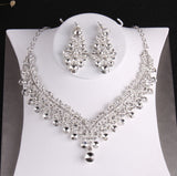 Baroque Luxury Crystal Beads Bridal Jewelry Sets Rhinestone Tiaras Crown Necklace Earrings Wedding African Beads Jewelry Set