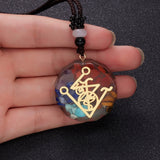 Aveuri Charm Seven Chakras Healing Necklace For Women Men Colorful Natural Stone Geometric Pendant Rope Chain Necklace Fashion Jewelry