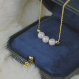 Aveuri Korean 14K Real Gold Pearl Necklace Copper Elegant Simple Design Choker For Women Girl Kolye Luxurious Jewelry Gift