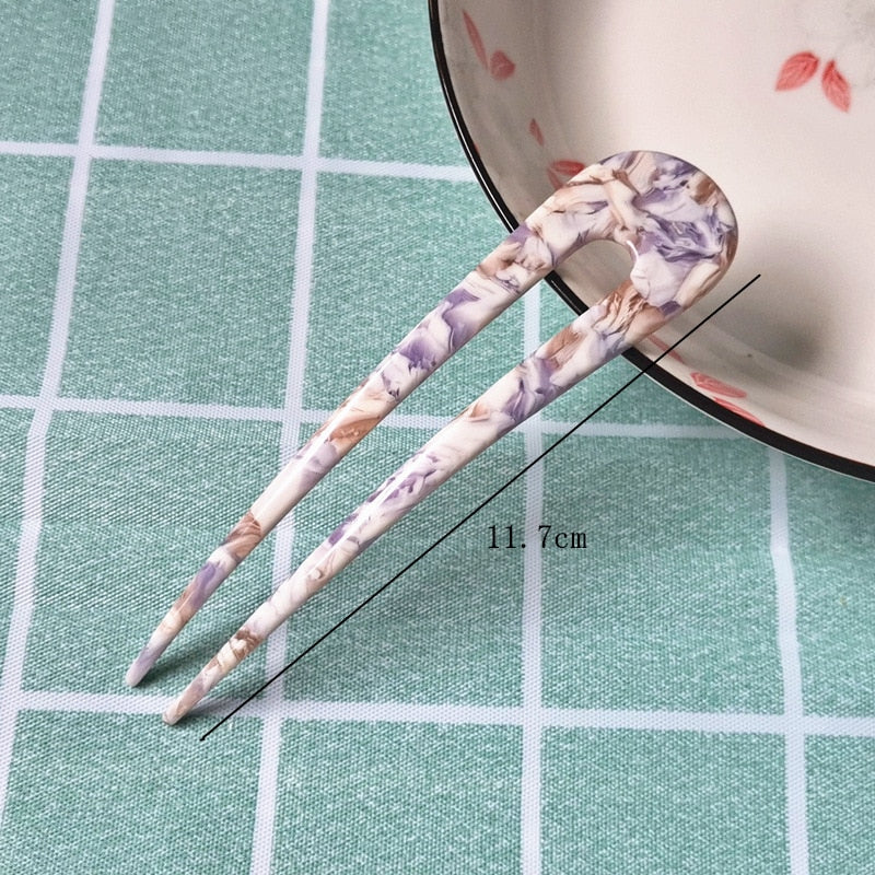 Aveuri Back to school Fashion Acetate Hair Sticks For Women Shell Hair Clip Hair Pins U Shape Girls Hairpins Hair Bun Maker Wedding Hair Accessories