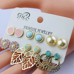 Vintage flowers leaves Earrings for Women 2023 New Fashion Cross Leaf Gold Stud Earring Set Oversize DIY Fashion Jewelry