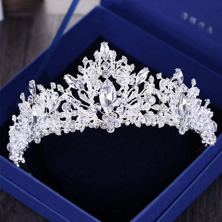 Aveuri Diverse Silver Color Gold Crystal Crowns Bride tiara Fashion Queen For Wedding Crown Headpiece Wedding Hair Jewelry Accessories