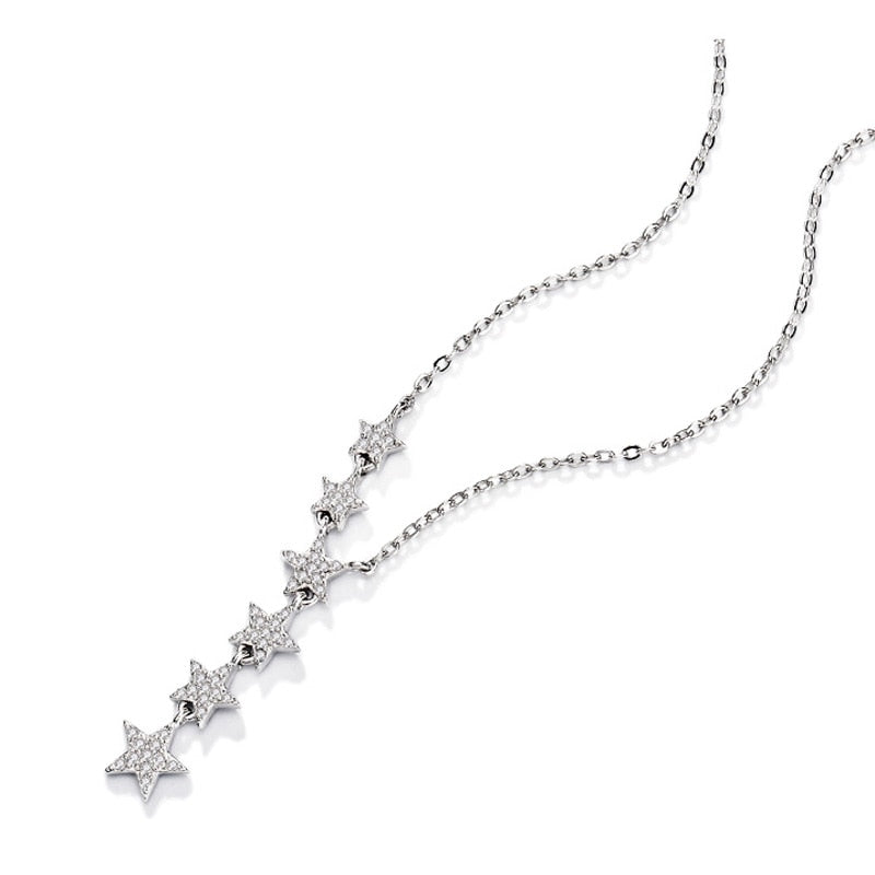 Christmas Gift Hot Zirconia Chain Necklace Shiny Star Pendants For Women Gift Choker Wedding Jewelry NK002