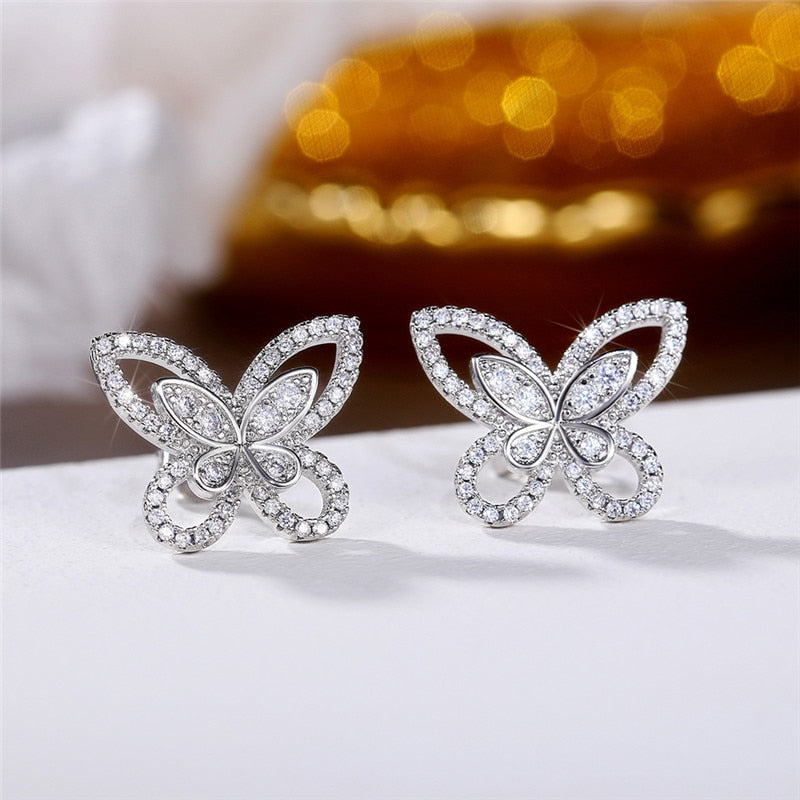 Graduation gift Fashion Women's Butterfly Stud Earrings Piercing Stylish Accessories Party Daily Wear Girls Earrings Fancy Gift Jewelry