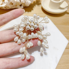 Vintage Exaggerated Elegant Pearl Flower Brooch Pin For Women Girls Wedding Bouquet Fashion Jewelry Coat Accessories Brooches