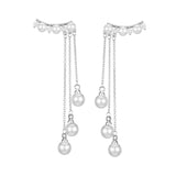 Christmas Gift Tassel Round Pearl Drop Earrings For Women Long Chain Fashion Party Jewelry eh424