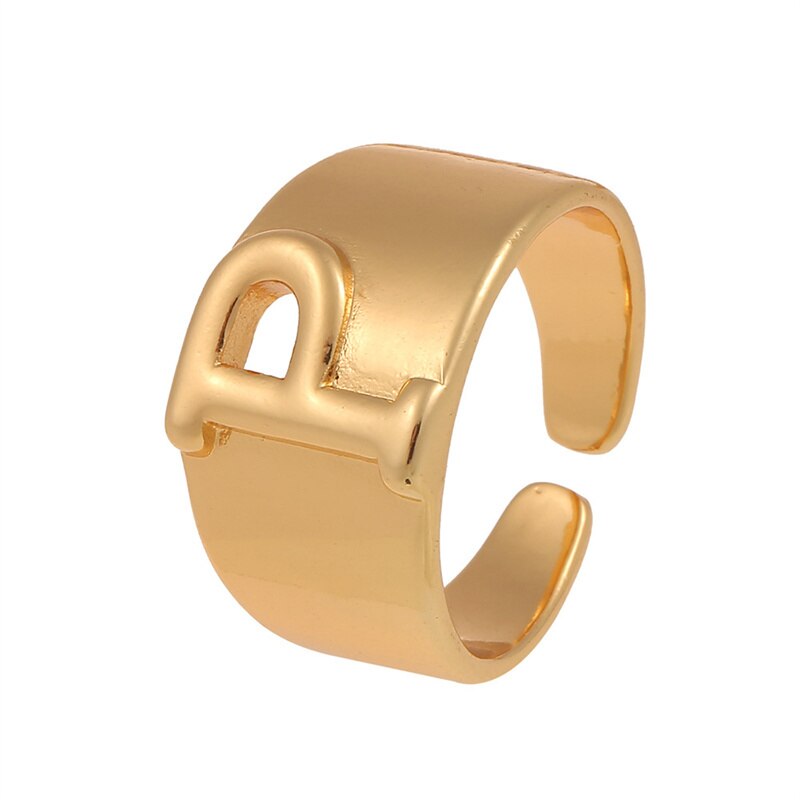 Letter Ring Women 2023 New Vintage Simple Adjustable Gold Color Hollow Opening Finger Ring For Women Jewelry Gift