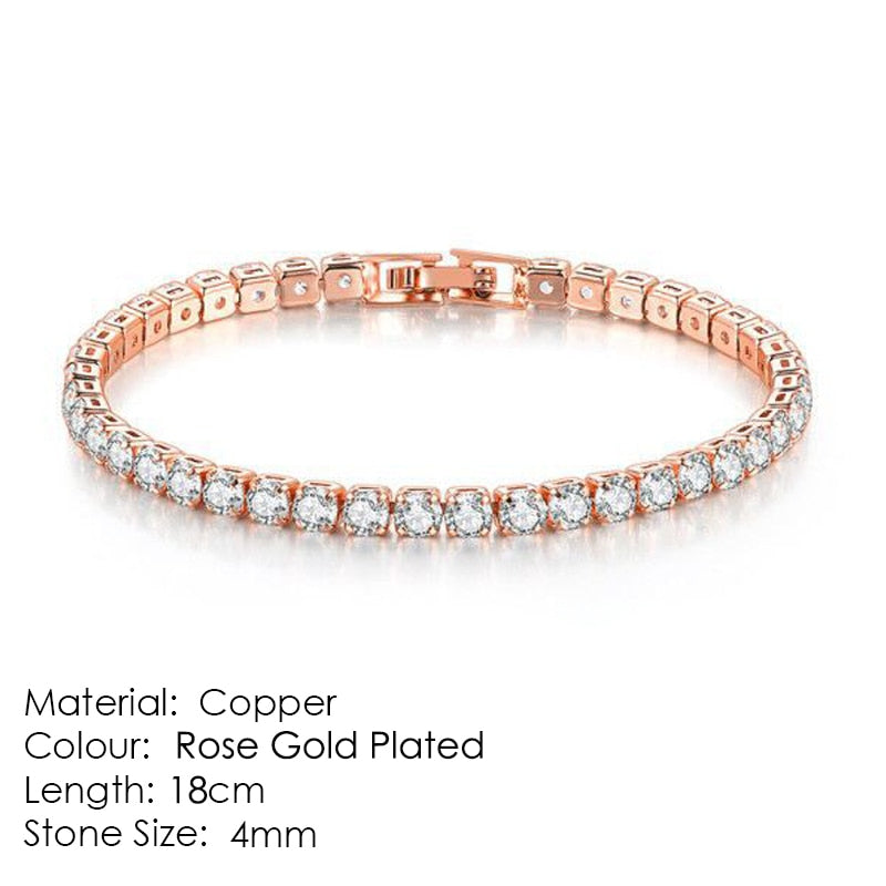 Aveuri Tennis Bracelets For Women Simple Luxury Round Gold Color Bangle Chain Wedding Girl Gift Wholesale Jewelry H074