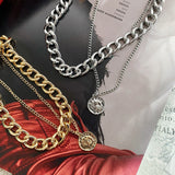 Christmas Gift SUMENG New Fashion Vintage Multi-layer Coin Chain Choker Necklace For Women Gold Silver Color Portrait Chunky Chain Necklaces