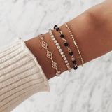Aveuri Geometric Simple Gold Color Bracelet Set for Women Charm Easy Hook Full Exaggerated Female Hollow Wrist Jewelry Gift