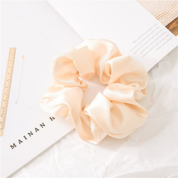 Aveuri Back to school Women Satin Silk Hair Tie Elastic Scrunchies Ponytail Holder Hair Rope Rings New Christmas Hair Accessories