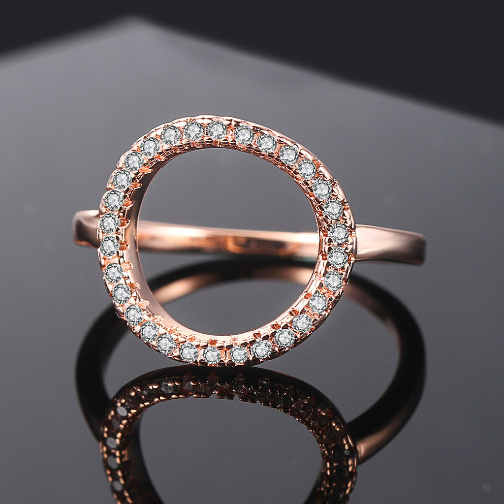 Aveuri Ring For Women Summer Circle  Personality Sweet Gift Rose Gold Color All Size Fashion Jewelry R843 R844