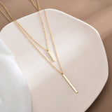 Christmas Gift Elegant Necklace Double Layer Pendant Round  Zircon Long Choker For Women Gift Wholesale