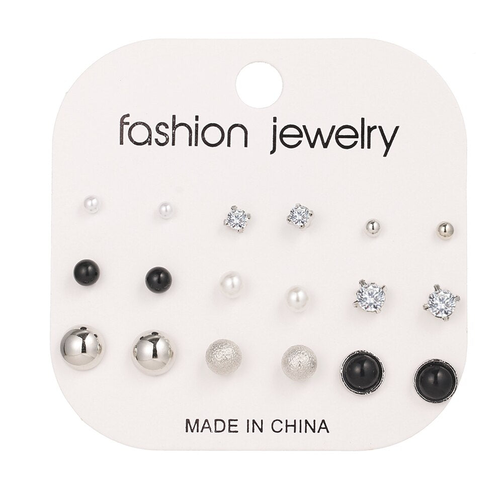 Aveuri Women's Stud Earrings bead Earrings Set For Women Crystal Gold Silver Color Small Earrings Boho Jewelry 2023 New