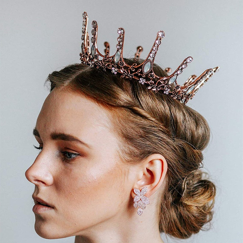 Aveuri Christmas Gift Vintage Baroque Headbands Crystal Luxury Tiaras Crowns Bride Headpieces Bridal Hair Jewelry for Women Wedding Hair Accessories