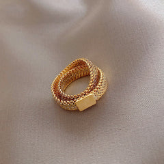 Christmas Gift Design Sense Gold Snake Bone Chain Double Layer Rings For Woman 2023 New Korean Jewelry Party Fashion Girl's Unusual Gothic Ring