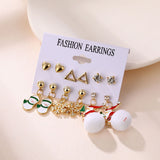 Christmas Gift 2023 New Christmas Crystal Alloy Stud Earrings Women Winter Cute Snowflake Snowman Tree Small Earrings Fashion Party Jewelry