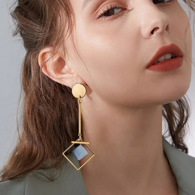 Geometric asymmetry shell Clip on Earrings New Korean No Pierced Design Ear Clips for Women