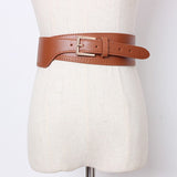 Aveuri Plus Size Wide Corset Belt Female Waist Big Belts For Women Brown Pu Leather Designer Cummerbunds Dress Coat Waistband