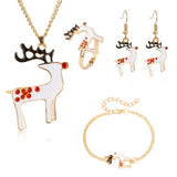 Christmas Gift 5PCS/Set Christmas Women Alloy Jewelry Set Santa Elk Bell Earrings Necklace Bracelet Decor Xmas Accessories Gift for Girl Women