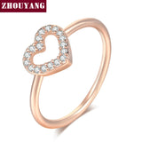 Aveuri Rings For Women Girls Sweet Romantic Cute Heart Zircon 3 Color Wedding Party Daily Finger Rings Fashion Jewelry R916