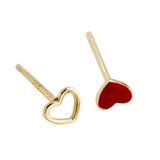 Temperament Women Red Love Asymmetric Drip Glaze Earrings Small Stud for Girfriend Fashion Jewelry Wedding Party Gift
