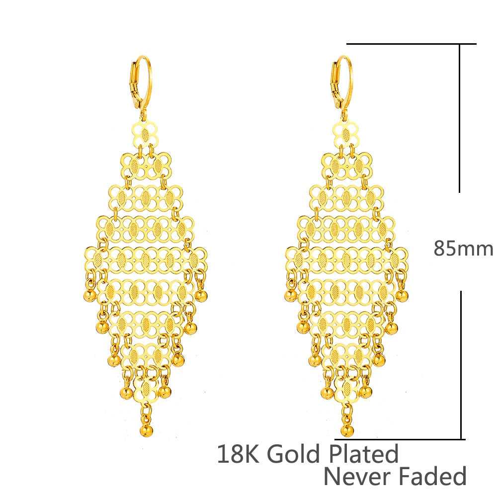 Christmas Gift Ethiopian Gold Drop Earrings for Women Gold Color Muslim Islamic Earrings Middle Eastern Fashion Allah Turkish Jewelry