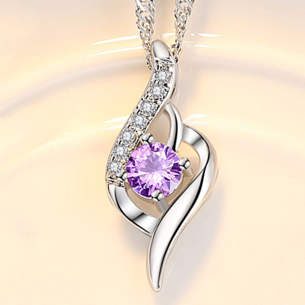 Christmas Gift alloy New Woman Fashion Jewelry High Quality Zircon Heart Pendant Necklace Length 45CM