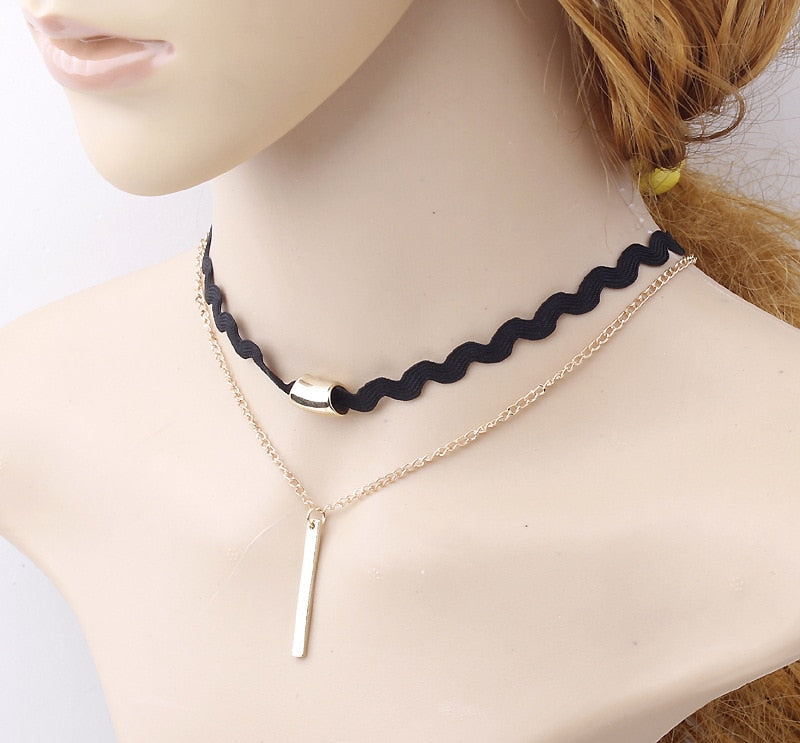 LATS 2023 New Fashion Kpop Pearl Choker Necklace Cute Double Layer Chain Pendant for Women Trendy Jewelry Girl Gift Wholesale