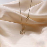 Aveuri Huge Bud A-Z Letter Initial Pendant Necklace Zircon Alphabet Gold Color Chain Choker Necklace Female Fashion Statement Jewelry